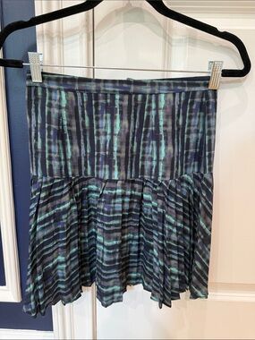 Wren Navy and Teal Patterned Skater Skirt